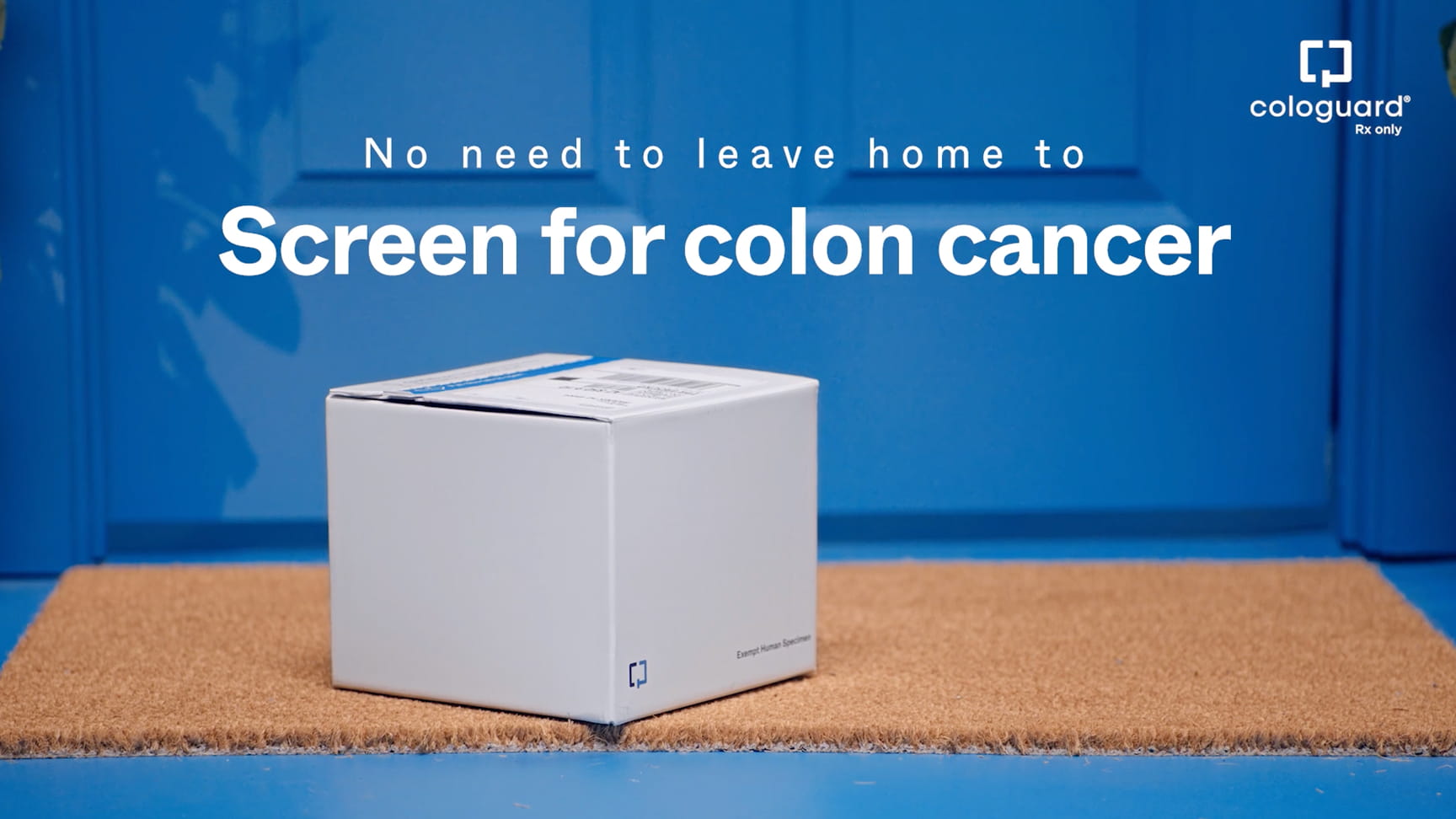 A Cologuard box sitting on a front doorstep.
