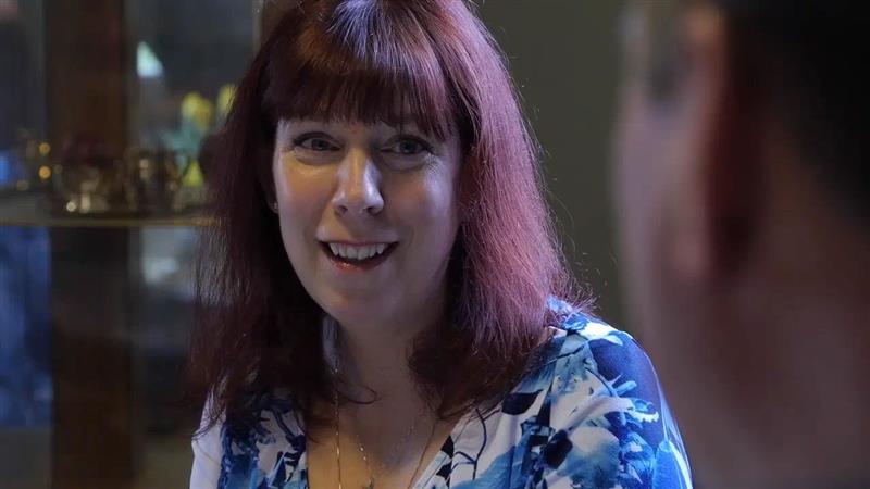 Dorothy smiles as she is interviewed about her colon cancer journey.