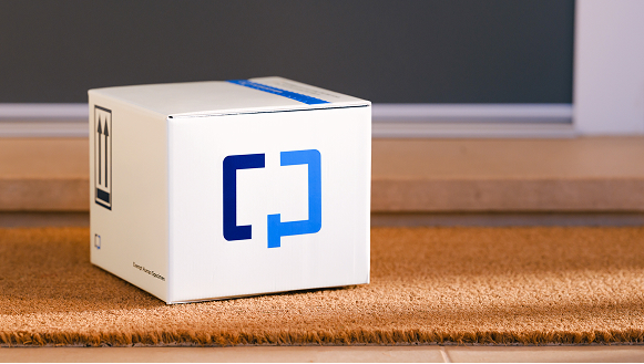  A Cologuard Plus box by a front door.