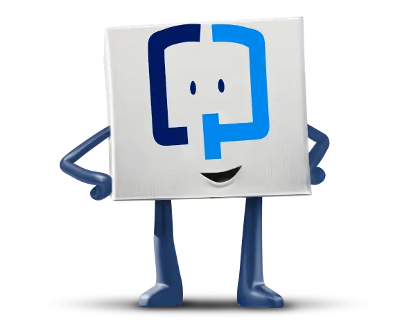 La mascota de Cologuard posando mientras sonríe con sus manos en la cintura.